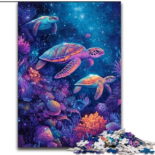 1000-teiliges Puzzle für Erwachsene und Teenager, Meeresschildkröte, Lernspiele, Heimdekoration, ganze Familie (Größe 50x75cm) von LYXIANY