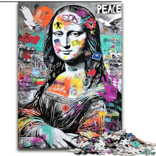 1000-teiliges Puzzle für Erwachsene und Teenager, Mona Lisa Graffiti, dekomprimierendes intellektuelles Lernspielzeug ganze Familie, 38x26cm 1000-teiliges Puzzle für Erwachsene und Teenager, Mona Lisa Graffiti, dekomprimierendes intellektuelles Lernspielzeug ganze Familie, 38x26cm von LYXIANY