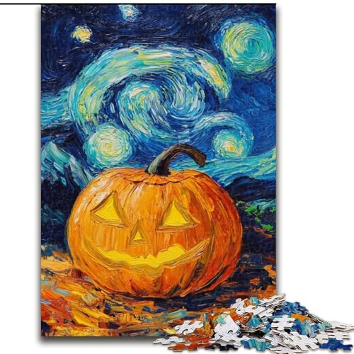 1000-teiliges Puzzle für Erwachsene und Teenager, Nachthimmel-Kürbis, Lernspielzeug, Familienspiele, Geschenke für Freunde und Familie (Größe 50x75cm) von LYXIANY