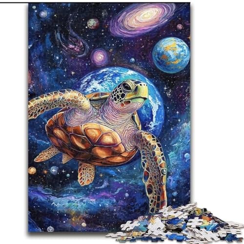1000-teiliges Puzzle für Erwachsene und Teenager, Weltraumschildkröte, künstlerische Wanddekoration und Geburtstagsgeschenkidee für Freunde, Home Office (Größe 50x75cm) von LYXIANY