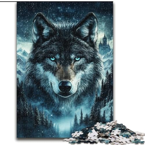 1000-teiliges Puzzle für Erwachsene und Teenager, Wolf, künstlerische Wanddekoration und Geburtstagsgeschenkidee für Freunde, Home Office (Größe 26x38cm) von LYXIANY