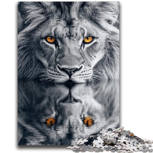 1000-teiliges Puzzle für Erwachsene und Teenager, schwarz-weiße Wildkatze, Stressabbau, Zeitvertreib zu Hause, mit passendem Poster und Quizblatt, 50x75cm von LYXIANY