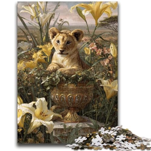 1000-teiliges Puzzle für Jugendliche und Erwachsene, Blumen und Leoparden, Baby-Denkspiel, Lernspiel für Geburtstag, Weihnachten, für 14-Jährige, 26x38cm von LYXIANY