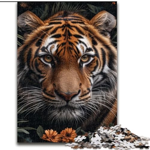 1000-teiliges Puzzle für Jugendliche und Erwachsene, Blumentiger, für Lernspiele, Herausforderungen, Spielzeug, Geschenk für die ganze Familie, 38x26cm 1000-teiliges Puzzle für Jugendliche und Erwachsene, Blumentiger, für Lernspiele, Herausforderungen, Spielzeug, Geschenk für die ganze Familie, 38x26cm von LYXIANY