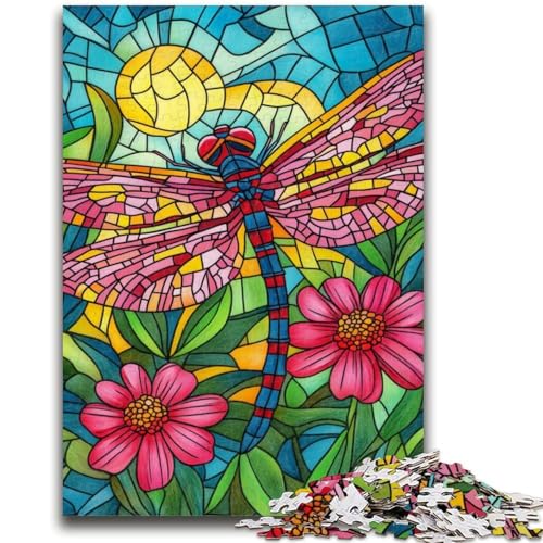 1000-teiliges Puzzle für Jugendliche und Erwachsene, Buntglas-Libelle, für Kinder ab 14 Jahren, Quizspiel, Spaß für zu Hause, Aktivitäten, Geburtstagsgeschenk, Reisegeschenke, 50x75cm von LYXIANY