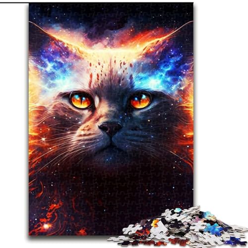 1000-teiliges Puzzle für Jugendliche und Erwachsene, Feuerkatzengesicht malen, für Kinder ab 14 Jahren, als Lernspiel, als Herausforderung, als Spielzeug, als Geschenk zum Geburtstag (Größe 26x38cm) von LYXIANY