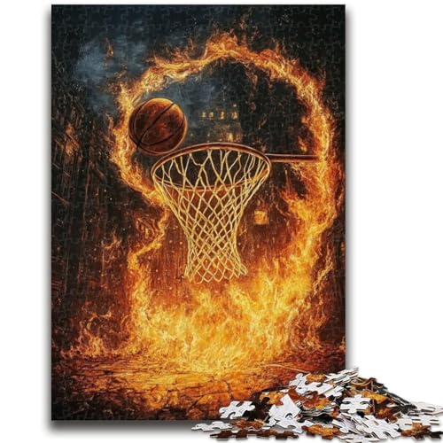1000-teiliges Puzzle für Jugendliche und Erwachsene, Flammen-Basketball, Denksportspiel, Lernspiel für Geburtstag, Weihnachten, für 14-Jährige, 26x38cm von LYXIANY