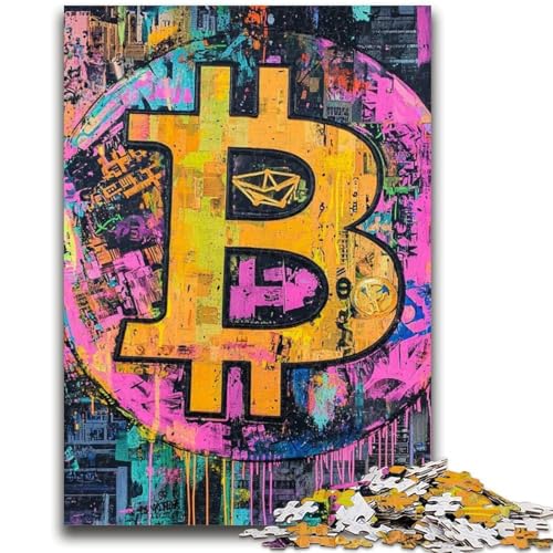1000-teiliges Puzzle für Jugendliche und Erwachsene, Graffiti-Bitcoin-Denkspiel, Lernspiel für Geburtstag, Weihnachten, für 14-Jährige, 50x75cm von LYXIANY