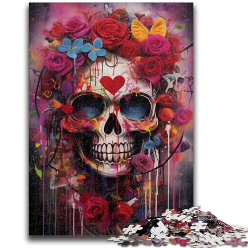 1000-teiliges Puzzle für Jugendliche und Erwachsene, Graffiti-Totenkopf, für Kinder ab 14 Jahren, Denkspiel, Weihnachts- und Geburtstagsgeschenke, 26x38cm von LYXIANY