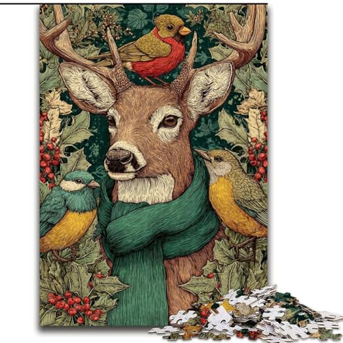 1000-teiliges Puzzle für Jugendliche und Erwachsene, Katze mit grünem Schal, anspruchsvoll und schwierig mit vollständig ineinandergreifenden, zufällig geformten Teilen (Größe 26x38cm) von LYXIANY