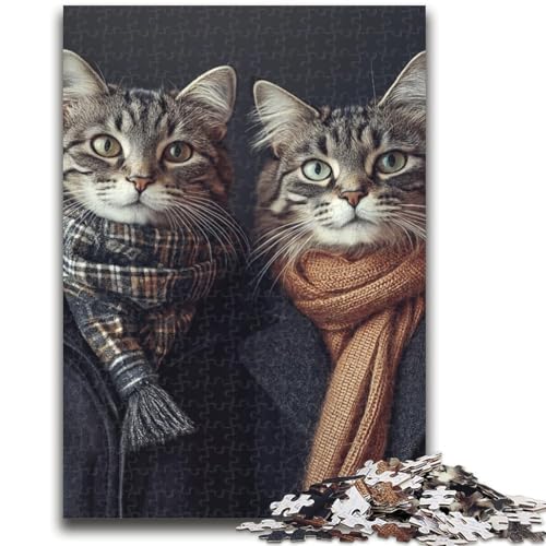 1000-teiliges Puzzle für Jugendliche und Erwachsene, Katzenpaar, ab 14 Jahren, Quizspiel, Spaß bei Aktivitäten zu Hause, Geburtstagsgeschenk, Reisegeschenke, 26x38cm von LYXIANY