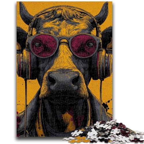 1000-teiliges Puzzle für Jugendliche und Erwachsene, Kuh hört Musik, anspruchsvolles Spiel und Familienspiel, Lernspiel für Geburtstag, Weihnachten, 50x75cm 1000-teiliges Puzzle für Jugendliche und Erwachsene, Kuh hört Musik, anspruchsvolles Spiel und Familienspiel, Lernspiel für Geburtstag, Weihnachten, 50x75cm von LYXIANY