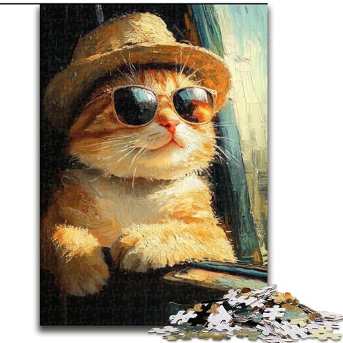 1000-teiliges Puzzle für Jugendliche und Erwachsene, Kunstkatze, anspruchsvoll und schwierig mit vollständig ineinandergreifenden, zufällig geformten Teilen (Größe 26x38cm) von LYXIANY