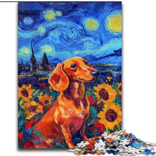 1000-teiliges Puzzle für Jugendliche und Erwachsene, Nachthimmel-Dackel, anspruchsvolles Spiel und Lernspiel für die ganze Familie zum Geburtstag, Weihnachten, 50x75cm von LYXIANY