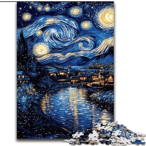 1000-teiliges Puzzle für Jugendliche und Erwachsene, Nachthimmel auf dem Land, für Lernspiele, Herausforderungen, Spielzeug, Geschenk für die ganze Familie, 50x75cm von LYXIANY