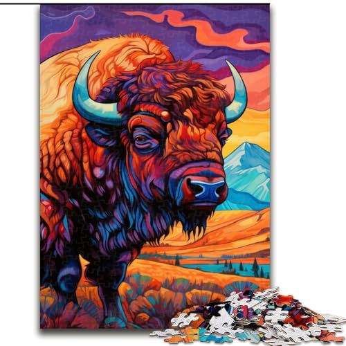1000-teiliges Puzzle für Jugendliche und Erwachsene, Psychedelic Buffalo, für Lernspiele, Challenge Toy Artists Collection, Fine Art, 50x75cm von LYXIANY