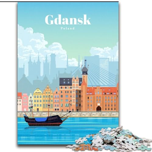 1000-teiliges Puzzle für Jugendliche und Erwachsene, Reise nach Danzig, Spielzeug, intellektuelles Spiel, stärkt die Liebe zwischen Paaren, für Kinder ab 14 Jahren, 26x38cm 1000-teiliges Puzzle für Jugendliche und Erwachsene, Reise nach Danzig, Spielzeug, intellektuelles Spiel, stärkt die Liebe zwischen Paaren, für Kinder ab 14 Jahren, 26x38cm von LYXIANY