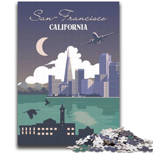 1000-teiliges Puzzle für Jugendliche und Erwachsene, San Francisco-Reise, anspruchsvolles Spiel und Lernspiel für die ganze Familie zum Geburtstag, Weihnachten (Größe 38x52cm) von LYXIANY