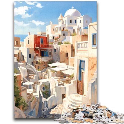 1000-teiliges Puzzle für Jugendliche und Erwachsene, Santorini, Griechenland, Reise, anspruchsvolles Spiel und Lernspiel für die ganze Familie zum Geburtstag, Weihnachten (Größe 38x52cm) von LYXIANY