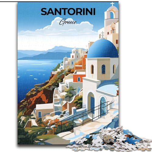 1000-teiliges Puzzle für Jugendliche und Erwachsene, Santorini, Griechenland, Reise, entspannendes intellektuelles Lernspielzeug, Geburtstagsgeschenk, Geschenke, Wandkunst, 26x38cm 1000-teiliges Puzzle für Jugendliche und Erwachsene, Santorini, Griechenland, Reise, entspannendes intellektuelles Lernspielzeug, Geburtstagsgeschenk, Geschenke, Wandkunst, 26x38cm von LYXIANY
