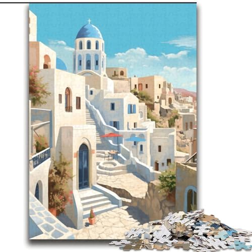 1000-teiliges Puzzle für Jugendliche und Erwachsene, Santorini, Griechenland-Reise, Spielzeug, intellektuelles Spiel, stärkt die Liebe zwischen Paaren, für Kinder ab 14 Jahren, 75x100cm von LYXIANY