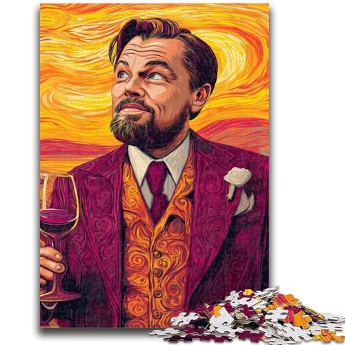 1000-teiliges Puzzle für Jugendliche und Erwachsene, Schauspieler trinkt Rotwein, für Kinder ab 14 Jahren, Quizspiel, Spaß für zu Hause, Aktivitäten, Geburtstagsgeschenk, Reisegeschenke, 26x38cm von LYXIANY