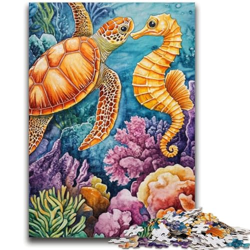 1000-teiliges Puzzle für Jugendliche und Erwachsene, Schildkröte und Seepferdchen, Stressabbau, schwierige Herausforderung, geeignet als Schreibtischdekoration, 26x38cm 1000-teiliges Puzzle für Jugendliche und Erwachsene, Schildkröte und Seepferdchen, Stressabbau, schwierige Herausforderung, geeignet als Schreibtischdekoration, 26x38cm von LYXIANY