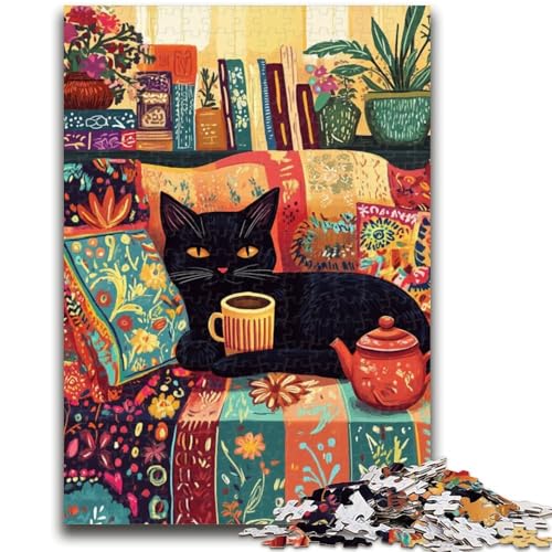 1000-teiliges Puzzle für Jugendliche und Erwachsene, Schwarze Katze trinkt Kaffee, Denksportspiel, Lernspiel für Geburtstag, Weihnachten, für 14-Jährige, 50x75cm 1000-teiliges Puzzle für Jugendliche und Erwachsene, Schwarze Katze trinkt Kaffee, Denksportspiel, Lernspiel für Geburtstag, Weihnachten, für 14-Jährige, 50x75cm von LYXIANY