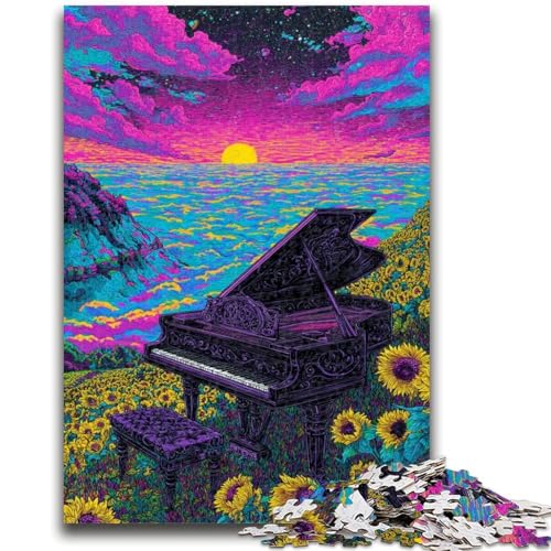 1000-teiliges Puzzle für Jugendliche und Erwachsene, Sonnenblumenklavier, für Kinder ab 14 Jahren, Quizspiel, Spaß bei Aktivitäten zu Hause, Geburtstagsgeschenk, Reisegeschenke, 26x38cm von LYXIANY