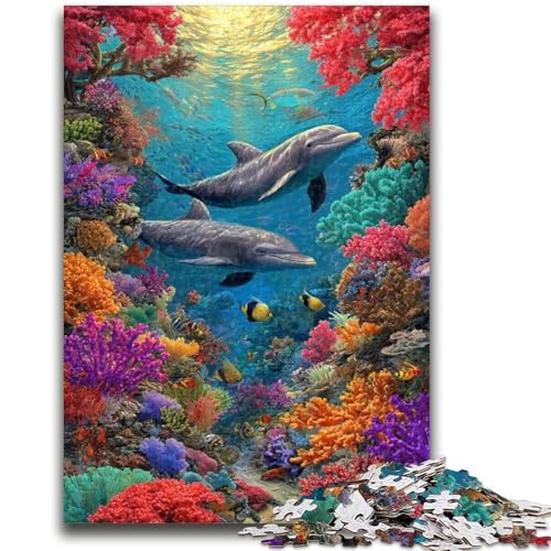 1000-teiliges Puzzle für Jugendliche und Erwachsene, Unterwasserdelfine, ab 14 Jahren, Quizspiel, Spaß für zu Hause, Geburtstagsgeschenk, Reisegeschenke, 26x38cm von LYXIANY
