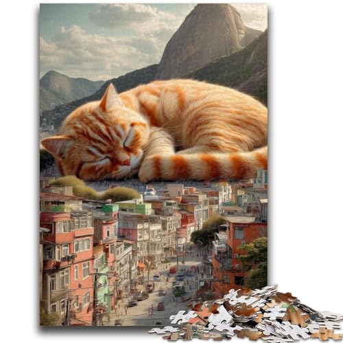 1000-teiliges Puzzle für Jugendliche und Erwachsene, schlafende orangefarbene Katze, für Kinder ab 14 Jahren, Quizspiel, Spaß bei Aktivitäten zu Hause, Geburtstagsgeschenk, Reisegeschenke, 50x75cm 1000-teiliges Puzzle für Jugendliche und Erwachsene, schlafende orangefarbene Katze, für Kinder ab 14 Jahren, Quizspiel, Spaß bei Aktivitäten zu Hause, Geburtstagsgeschenk, Reisegeschenke, 50x75cm von LYXIANY