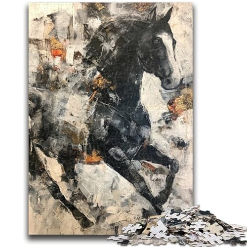 1000-teiliges Puzzle für Jugendliche und Erwachsene, schwarzes goldenes Pferd, für Kinder ab 14 Jahren, Quizspiel, Spaß für Aktivitäten zu Hause, Geburtstagsgeschenk, Reisegeschenke, 50x75cm 1000-teiliges Puzzle für Jugendliche und Erwachsene, schwarzes goldenes Pferd, für Kinder ab 14 Jahren, Quizspiel, Spaß für Aktivitäten zu Hause, Geburtstagsgeschenk, Reisegeschenke, 50x75cm von LYXIANY