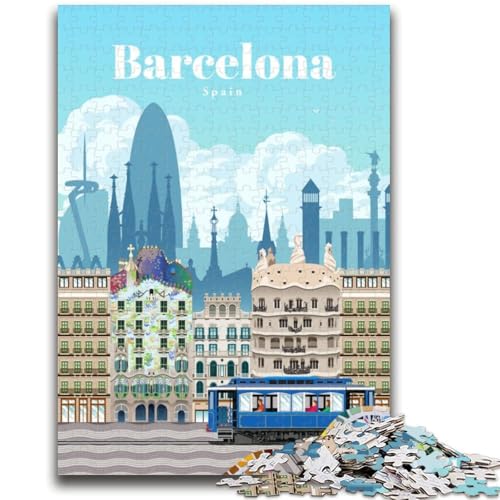 1000-teiliges Puzzle für Jugendliche und Erwachsene Reise nach Barcelona Anspruchsvolles Spiel und Lernspiel für die ganze Familie zum Geburtstag, Weihnachten (Größe 38x26cm) von LYXIANY