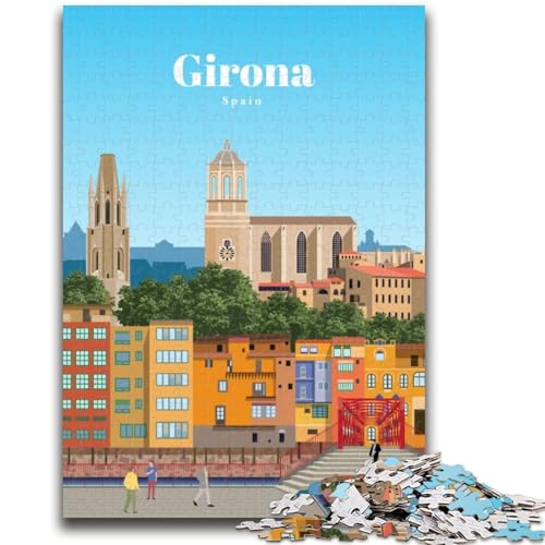 1000-teiliges Puzzle für Jugendliche und Erwachsene Reise nach Girona Anspruchsvolles Spiel und Lernspiel für die ganze Familie zum Geburtstag, Weihnachten (Größe 38x26cm) von LYXIANY