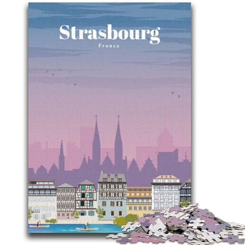 1000-teiliges Puzzle für Jugendliche und Erwachsene Reise nach Straßburg Anspruchsvolles Spiel und Lernspiel für die ganze Familie zum Geburtstag, Weihnachten (Größe 50x75cm) von LYXIANY