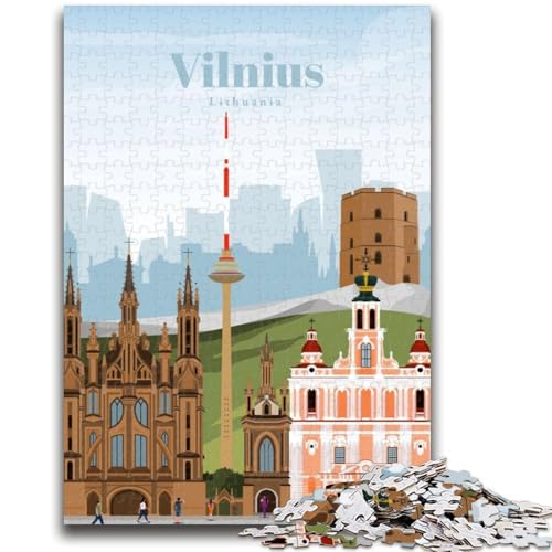 1000-teiliges Puzzle für Jugendliche und Erwachsene Reise nach Vilnius Anspruchsvolles Spiel und Lernspiel für die ganze Familie zum Geburtstag, zu Weihnachten (Größe 38x26cm) von LYXIANY