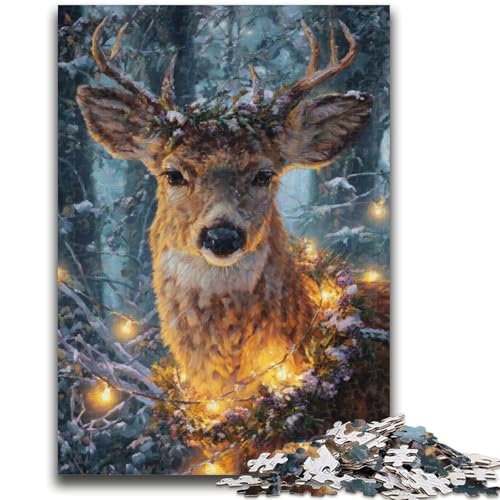1000-teiliges Puzzle für Jugendliche und Erwachsene. EIN Elegantes Denkspiel mit Hirschen. Lernspiel für Geburtstage, Weihnachten, für Kinder ab 14 Jahren, 26x38cm von LYXIANY