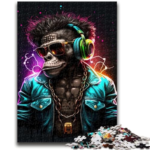 1000-teiliges Puzzle für Teenager, Affenkopfhörer, DJ-Musik, geeignet für Kinder ab 14 Jahren, intellektuelles Spielzeugspiel, Lernspiel für Geburtstag und Weihnachten, 26x38cm 1000-teiliges Puzzle für Teenager, Affenkopfhörer, DJ-Musik, geeignet für Kinder ab 14 Jahren, intellektuelles Spielzeugspiel, Lernspiel für Geburtstag und Weihnachten, 26x38cm von LYXIANY