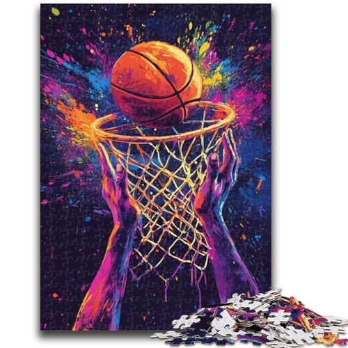 1000-teiliges Puzzle für Teenager, Basketballsport, ab 14 Jahren, Quizspiel, Spaß für Zuhause, Geburtstagsgeschenk, Reisegeschenke, 50x75cm von LYXIANY