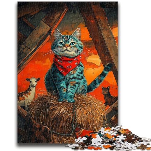 1000-teiliges Puzzle für Teenager, Bauernhofkatze, anspruchsvolles Spiel und Familienspiel, Lernspiel für Geburtstag, Weihnachten, 26x38cm von LYXIANY