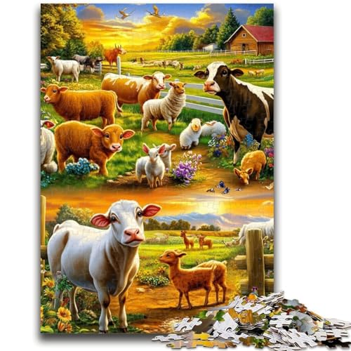 1000-teiliges Puzzle für Teenager, Bauernhoftiere, anspruchsvolles Spiel und Familienspiel, Lernspiel für Geburtstag, Weihnachten, 50x75cm von LYXIANY