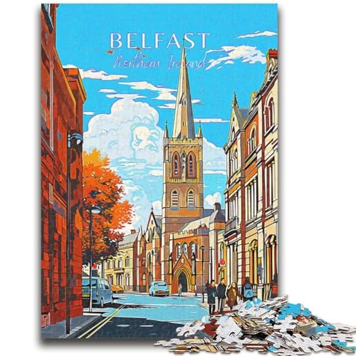 1000-teiliges Puzzle für Teenager, Belfast-Reise, anspruchsvolles Spiel und Familienspiel, Wanddekoration, einzigartige Geburtstags (Größe 38x26cm) von LYXIANY