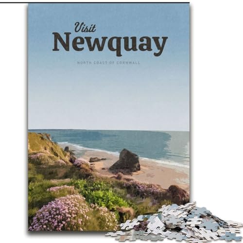 1000-teiliges Puzzle für Teenager, Besuchen Sie Newquay, entspannendes intellektuelles Lernspielzeug, Geburtstagsgeschenk, Geschenke, Wandkunst, 26x38cm von LYXIANY