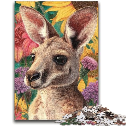 1000-teiliges Puzzle für Teenager, Blumenkänguru, anspruchsvolles Spiel und Familienspiel, Lernspiel für Geburtstag, Weihnachten, 50x75cm von LYXIANY