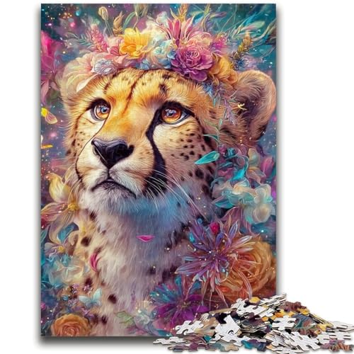 1000-teiliges Puzzle für Teenager, Blumenleopard, anspruchsvolles Spiel und Familienspiel, Lernspiel für Geburtstag, Weihnachten, 50x75cm von LYXIANY