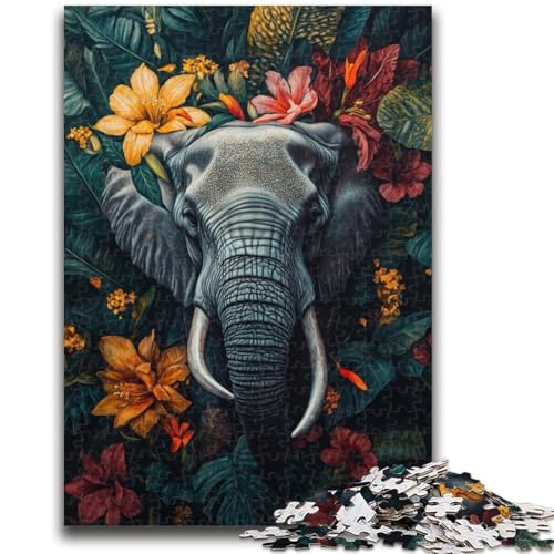 1000-teiliges Puzzle für Teenager, Elefantenblumen, anspruchsvolles Spiel und Familienspiel, Lernspiel für Geburtstag, Weihnachten, 26x38cm von LYXIANY
