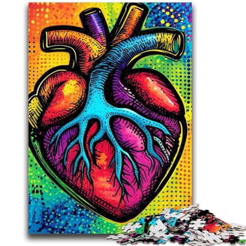 1000-teiliges Puzzle für Teenager, Farbherz, anspruchsvolles Spiel und Familienspiel, Lernspiel für Geburtstag, Weihnachten, 50x75cm von LYXIANY