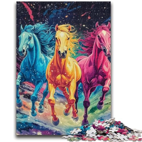 1000-teiliges Puzzle für Teenager, Farbpferd, anspruchsvolles Spiel und Familienspiel, Lernspiel für Geburtstag, Weihnachten, 26x38cm von LYXIANY