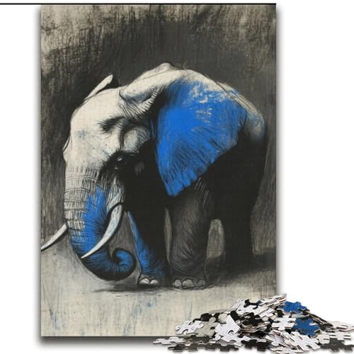 1000-teiliges Puzzle für Teenager, Geschenke, Aquarell-Elefant, hilft dem Gehirn, süchtig machendes Spielzeug zu trainieren, um Geduld zu fördern, Wanddekoration, 38x52cm von LYXIANY