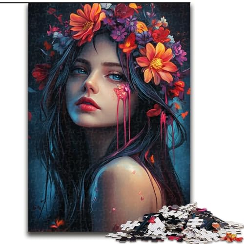 1000-teiliges Puzzle für Teenager, Geschenke, Blumenfrau, Spielzeug, Lernspiele, Stressabbau, Stärkung der Liebe zwischen Paaren (Größe 50x75cm) von LYXIANY